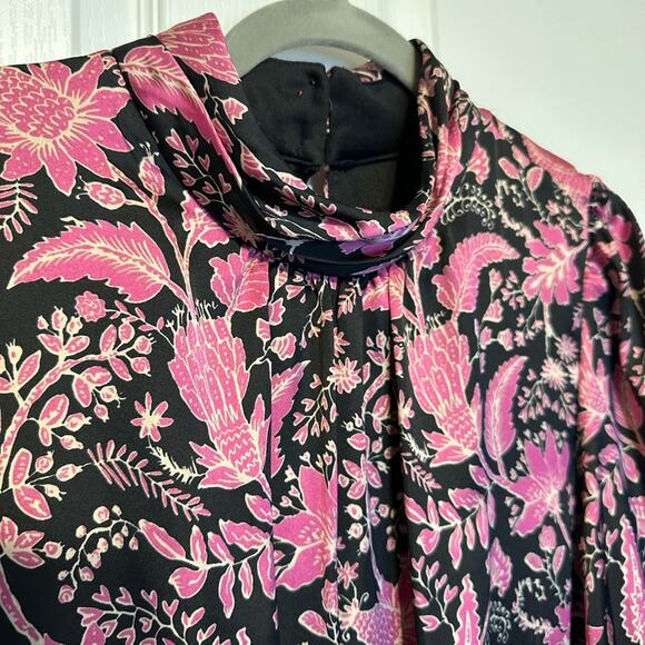 NWT Julia Jordan Pink and Black Floral Long Sleeve Dress sz 14 - Picture 4 of 6
